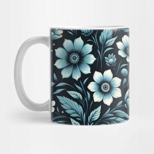 Blue Floral Illustration Mug